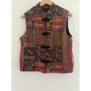 Tsunami Vest Jacket Terracotta Patchwork Design Button Down Size Medium JL